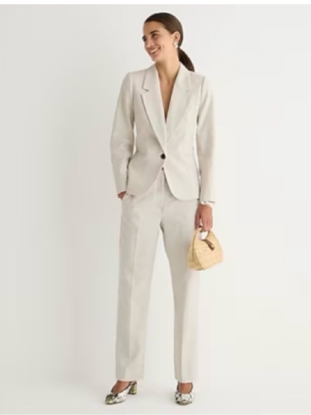 J Crew | Light Beige Kate Linen Pants | Size 8
